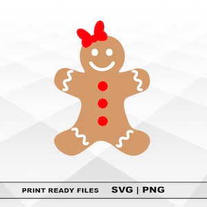 Gingerbread Christmas SVG and PNG Files Clipart, Gingerbread Print SVG, Digital Download Cricut Cut Files, Christmas Silhouette Cut Files
