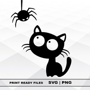 Funny cat with a spider SVG and PNG Files Clipart, cat Print SVG, Digital Download Cricut Cut Files, Funny cat Silhouette Cut Files