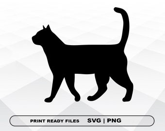 Cat Kitty SVG and PNG Files Clipart, Cat Print SVG, Digital Download Cricut Cut Files, Cat Kitty Silhouette Cut Files