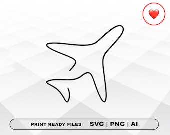 Airplane SVG and PNG Files Clipart, airplane line Print Ai and SVG Digital Download Cricut Cut File, airplane Silhouette Cut Files