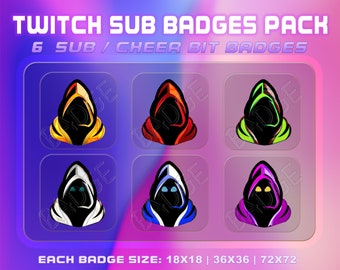 Reaper 6 Sub/Bit Twitch Badges mit Sofortigem Download. Twitch Reaper Anstecker Set