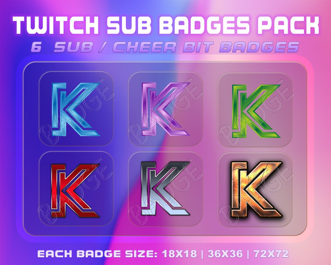 Letter "k" 6 Sub/bit Twitch Badges With Instant Download. Twitch "k ...