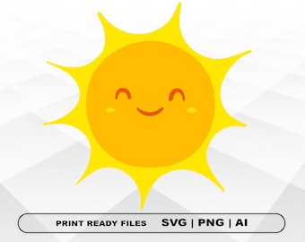 Sonne SVG, Sommer Svg, Sonne Png, Dateien Clipart, Druck Ai und Svg, Png digitaler Download, Cricut geschnitten Dateien