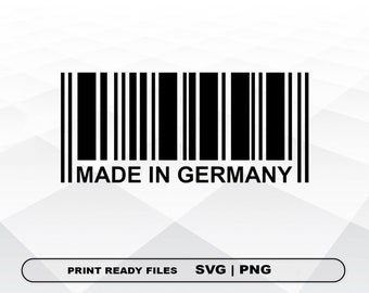 Made in Germany SVG and PNG Files Clipart, Barcode Germany Print SVG, Digital Download Cricut Cut Files, Barcode Silhouette Cut Files