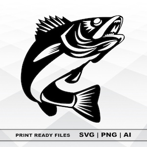 Walleye Fish SVG, Archivos Clipart, Print ai y Svg Descarga digital Cricut Cut