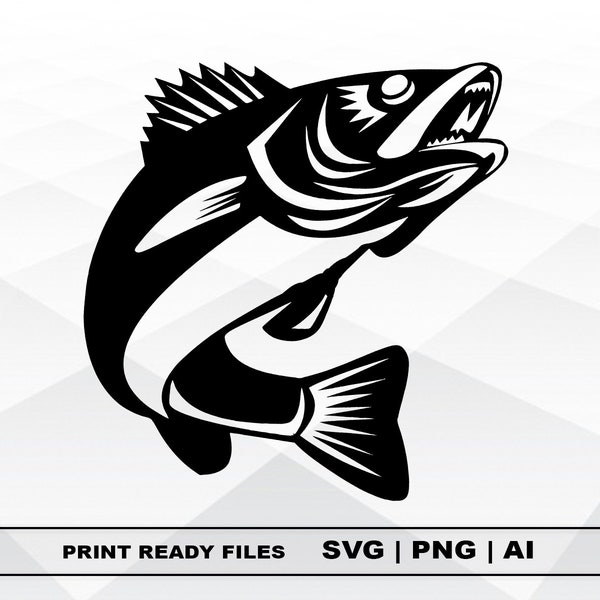 Walleye Fish SVG, Files Clipart, Print Ai and Svg Digital Download Cricut Cut