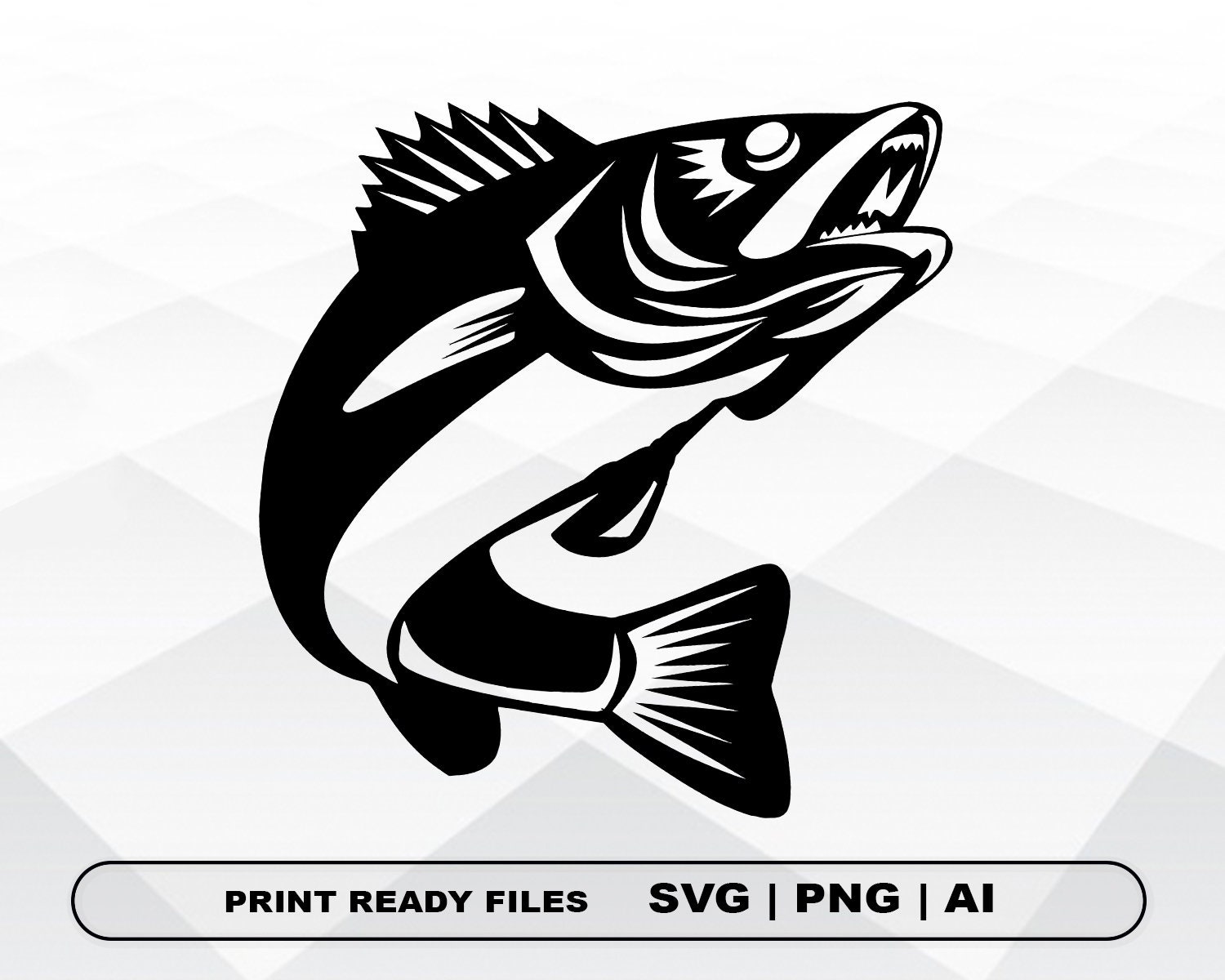 Walleye Fish SVG, Files Clipart, Print Ai and Svg Digital Download Cricut  Cut 