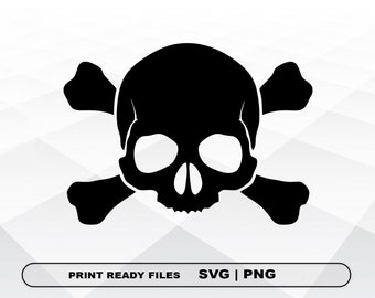 Skull Bones SVG and PNG Files Clipart, Skull Bones Print SVG, Digital Download Cricut Cut Files, Skull Silhouette Cut Files