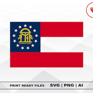 Georgia Flag Svg and PNG Files Clipart, Georgia State Flag Print Ai and SVG Digital Download Cricut Cut Files USA Georgia Cut Files