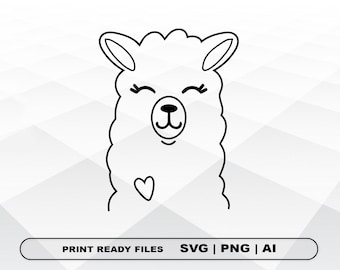 Llama SVG, Llama Flowers, Files Clipart, Print Ai and Svg, Png Digital Download Cricut Cut Files