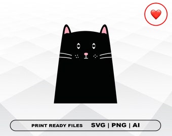 Cat SVG and PNG Files Clipart, Cat Print Ai and SVG Digital Download Cricut Cut Files Cat Silhouette Cut Files