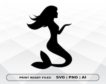 Meerjungfrau SVG, Dateien Clipart, Druck Ai und Svg digitaler Download Cricut geschnitten Dateien