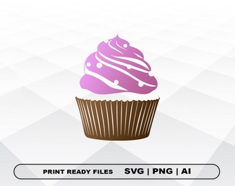 Cupcake SVG, Files Clipart, Print Ai and Svg Digital Download Cricut Cut Files
