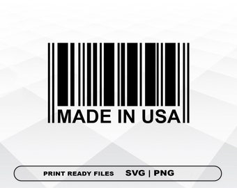 Made in Usa SVG en PNG Files Clipart, Barcode usa Print SVG, Digital Download Cricut Cut Files, Barcode Silhouette Cut Files