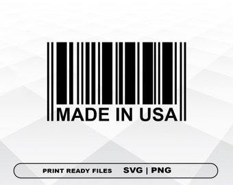 Made in Usa SVG und PNG Dateien Clipart, Barcode USA Print SVG, Digital Download Cricut Cut Dateien, Barcode Silhouette Cut Files