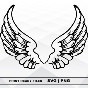 Angel Wings SVG et PNG Fichiers Clipart, Angel Wings Print SVG, Téléchargement numérique Cricut Cut Fichiers, Wings Silhouette Cut Fichiers