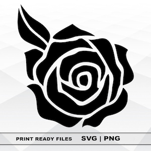 Rose Flower SVG and PNG Files Clipart, Rose Flower Print SVG, Digital Download Cricut Cut Files, Rose Silhouette Cut Files