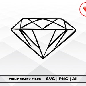 Diamond SVG and PNG Files Clipart, Diamond Print Ai and SVG Digital Download Cricut Cut Files Diamond Silhouette Cut Files