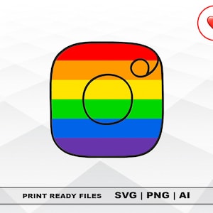 Instagram SVG and PNG Files Clipart, Instagram Print Ai and SVG Digital Download Cricut Cut Files, Instagram Silhouette Cut Files