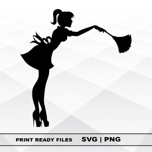 Housemaid SVG and PNG Files Clipart, Housemaid Print SVG, Digital Download Cricut Cut Files, chambermaid Silhouette Cut Files