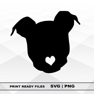 May include: Black silhouette of a dog with a heart on its chest. The dog is facing forward with its ears perked up.
