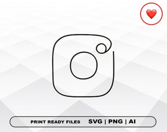 Instagram SVG and PNG Files , Instagram line Print Ai and SVG Digital Download Cricut Cut Files, Instagram Silhouette Cut Files