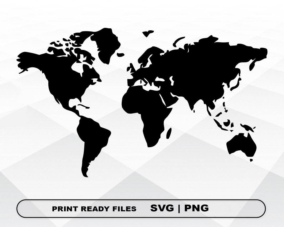 World Map SVG and PNG Files Clipart, Continents Print SVG, Digital ...