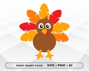 Acción de Gracias Turquía SVG, Archivos Clipart, Imprimir Ai y Svg Descarga Digital Cricut Cut Archivos