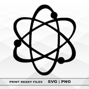 Atom Proton Neutron SVG and PNG Files Clipart, atom Print SVG, Digital Download Cricut Cut Files, Atom Proton Neutron Silhouette Cut Files