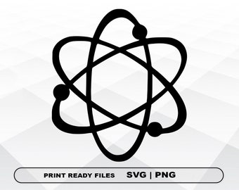 Atom Proton Neutron SVG och PNG filer Clipart, Atom Print SVG, Digital Nedladdning Cricut Cut-filer, Atom Proton Neutron Silhouette Cut-filer