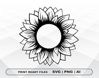 SunFlower Svg Sunflower Silhouette Sunflower Clipart Sunflower Shape Svg Flower Silhouette Sunflower Svg For Cricut Svg, Png Cut File