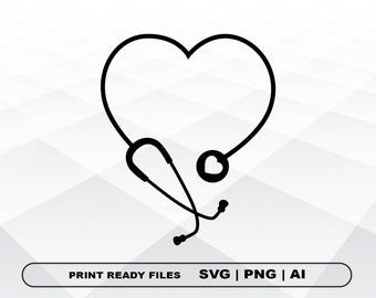 Stethoscope SVG, Nurse SVG, Heart Stethoscope SVG, Digital Download for Cricut, Silhouette, Cricut Cut Files