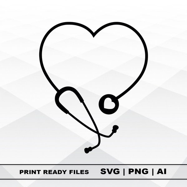 Stethoscope SVG, Nurse SVG, Heart Stethoscope SVG, Digital Download for Cricut, Silhouette, Cricut Cut Files