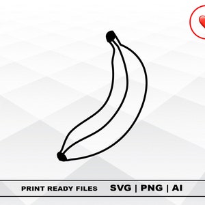 Banane SVG und PNG-Dateien Clipart, Banane Druck Ai und SVG Digital Download Cricut geschnitten Dateien Banane Silhouette geschnitten Dateien