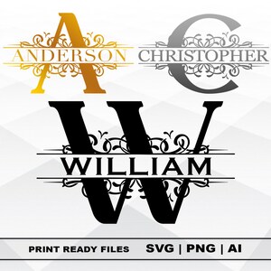 Split Monogram SVG/PNG, Split Monogram Frame Alphabet, Cricut files, Silhouette, Digital Download 26 individual svg/png cut files &  Numbers