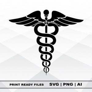 Medical Symbol svg, Caduceus svg, Files Clipart, Print Ai and Svg Digital Download Cricut Cut Files