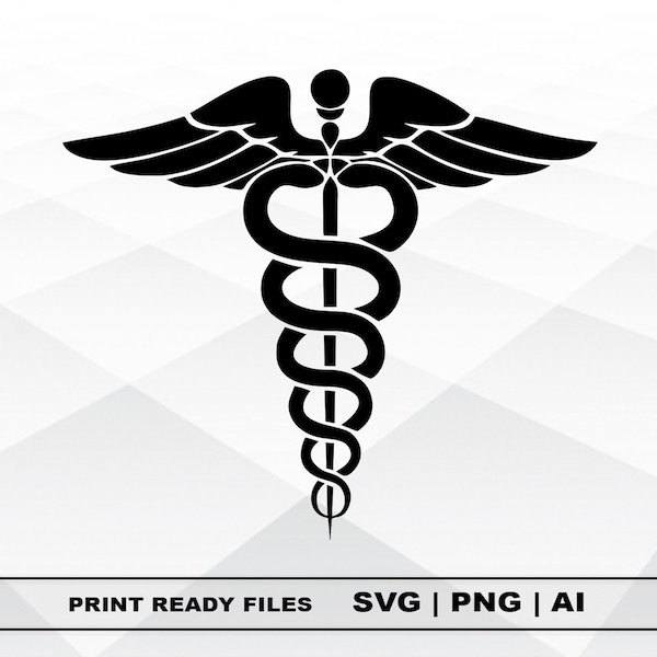 Medical Symbol svg, Caduceus svg, Files Clipart, Print Ai and Svg Digital Download Cricut Cut Files