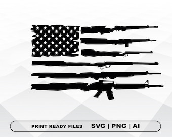 USA Distressed Gun Rifles Flagge Drucken SVG Png Dateien Clipart, Vektor Ai | Digitaler Download Cricut Cut Dateien amerikanische Flagge Silhouette geschnitten Dateien