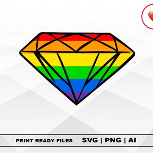 Diamante LGBT arco iris SVG Ai PNG, Bisexual, Transexual, Gay Lesbiana Vector Cortar o Imprimir Archivo Digital Descargar Cricut Cortar Archivos