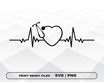 Stethoscope Doctor SVG and PNG Files Clipart, Stethoscope Print SVG, Digital Download Cricut Cut Files, Stethoscope Silhouette Cut Files