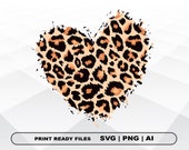 Leopard Heart SVG Cut file, Valentine's Day Svg, Heart Svg, Love svg Heart Leopard Print svg Leopard svg Cricut Cutting file Svg Png Ai
