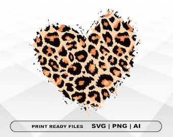 Leopard Heart SVG Cut file, Valentine's Day Svg, Heart Svg, Love svg Heart Leopard Print svg Leopard svg Cricut Cutting file Svg Png Ai