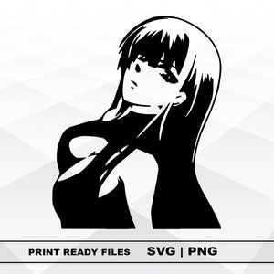 Manga Girl Japan SVG and PNG Files Clipart, Japan Print SVG, Digital Download Cricut Cut Files, Manga girl Silhouette Cut Files
