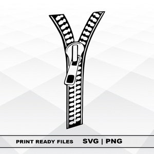衣服のジッパーの SVG および PNG ファイル クリップアート、ジッパー プリントの SVG、デジタル ダウンロード Cricut カット ファイル、ジッパー シルエット カット ファイル
