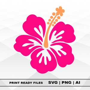 Hibiscus Svg, Hawaiian Flower Svg, Hibiscus Flower Svg, Flower Svg, Tropical Clip Art, Print Ai and Png Digital Download Cricut Cut Files