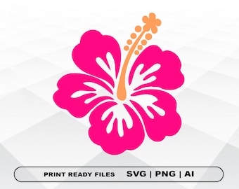 Hibiscus Svg, Hawaiian Flower Svg, Hibiscus Flower Svg, Flower Svg, Tropical Clip Art, Print Ai and Png Digital Download Cricut Cut Files
