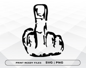 Middle finger SVG and PNG Files Clipart, Middle finger Print SVG, Digital Download Cricut Cut Files, Middle finger Silhouette Cut Files