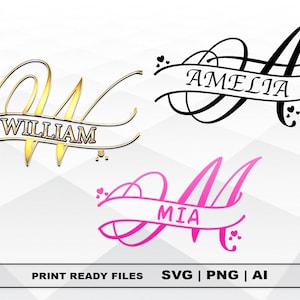 Split Monogram Frame Alphabet Svg and PNG Files Clipart, Print Ai and SVG Digital Download Cricut Cut Files Cut Files