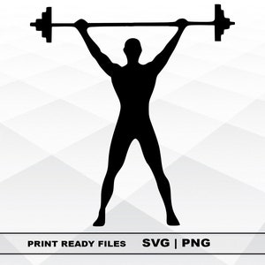 Weightlifter SVG and PNG Files Clipart, Sportsman Print SVG, Digital Download Cricut Cut Files, Weightlifter Silhouette Cut Files