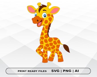 Süße Baby Giraffe SVG, Dateien Clipart, Druck Ai und Svg, Png digitaler Download, Cricut geschnitten Dateien